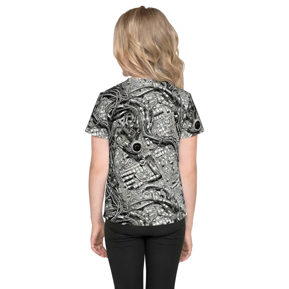 Chrome Labyrinth on Kids Crew Neck T-Shirt — Back