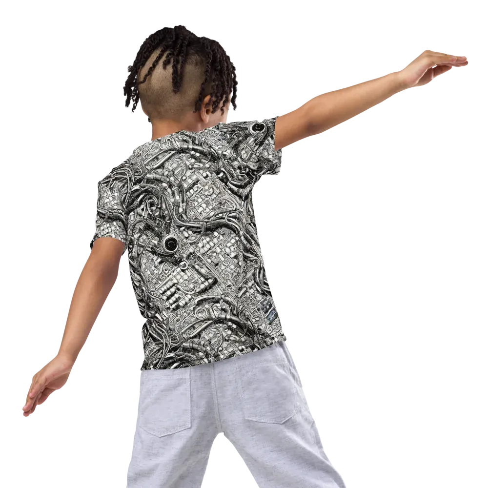 Chrome Labyrinth on Kids Crew Neck T-Shirt — Back