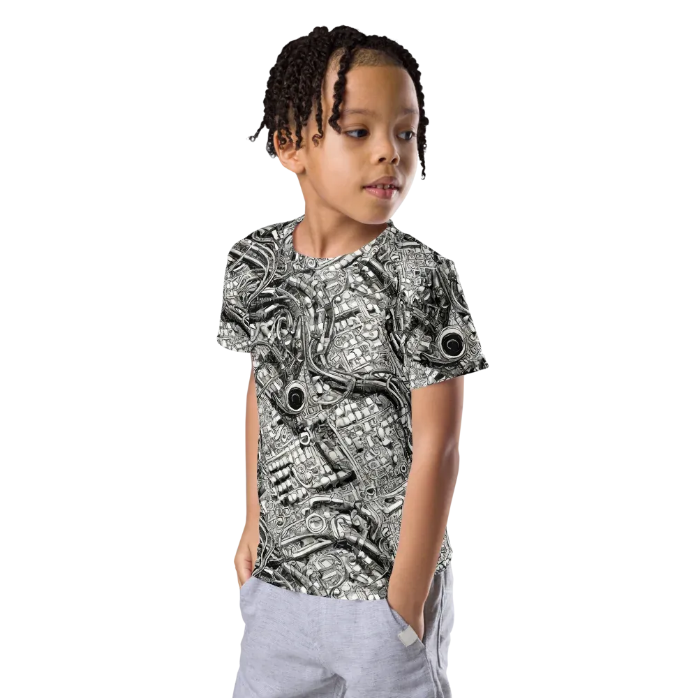 Chrome Labyrinth on Kids Crew Neck T-Shirt — Left Front