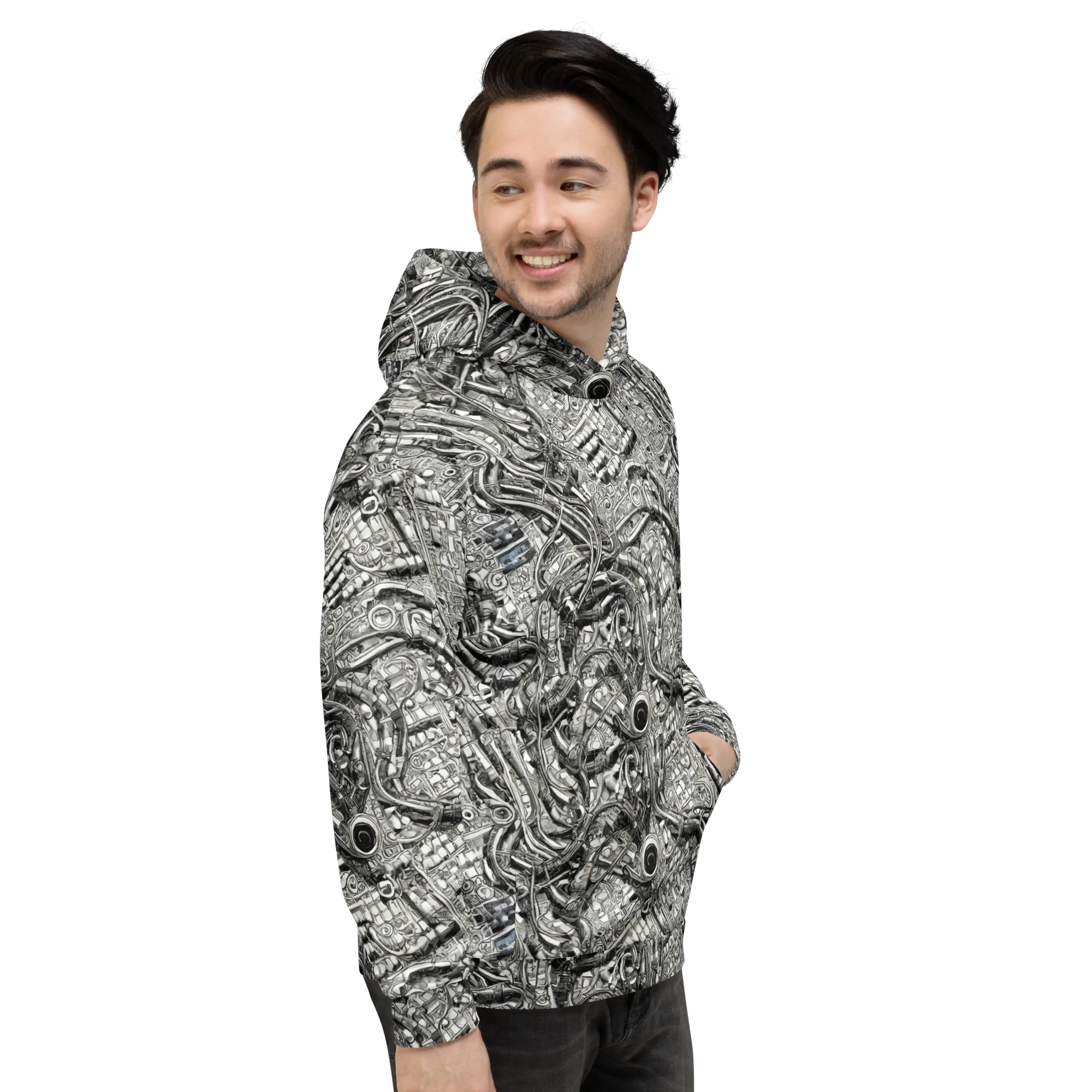 Chrome Labyrinth on Hoodie — Right