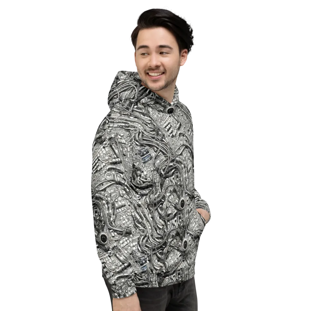 Chrome Labyrinth on Hoodie — Right