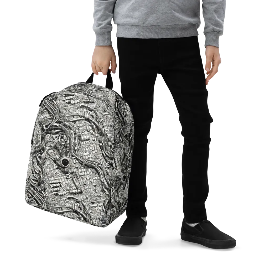 Chrome Labyrinth on Minimalist Backpack — Zoomed-in