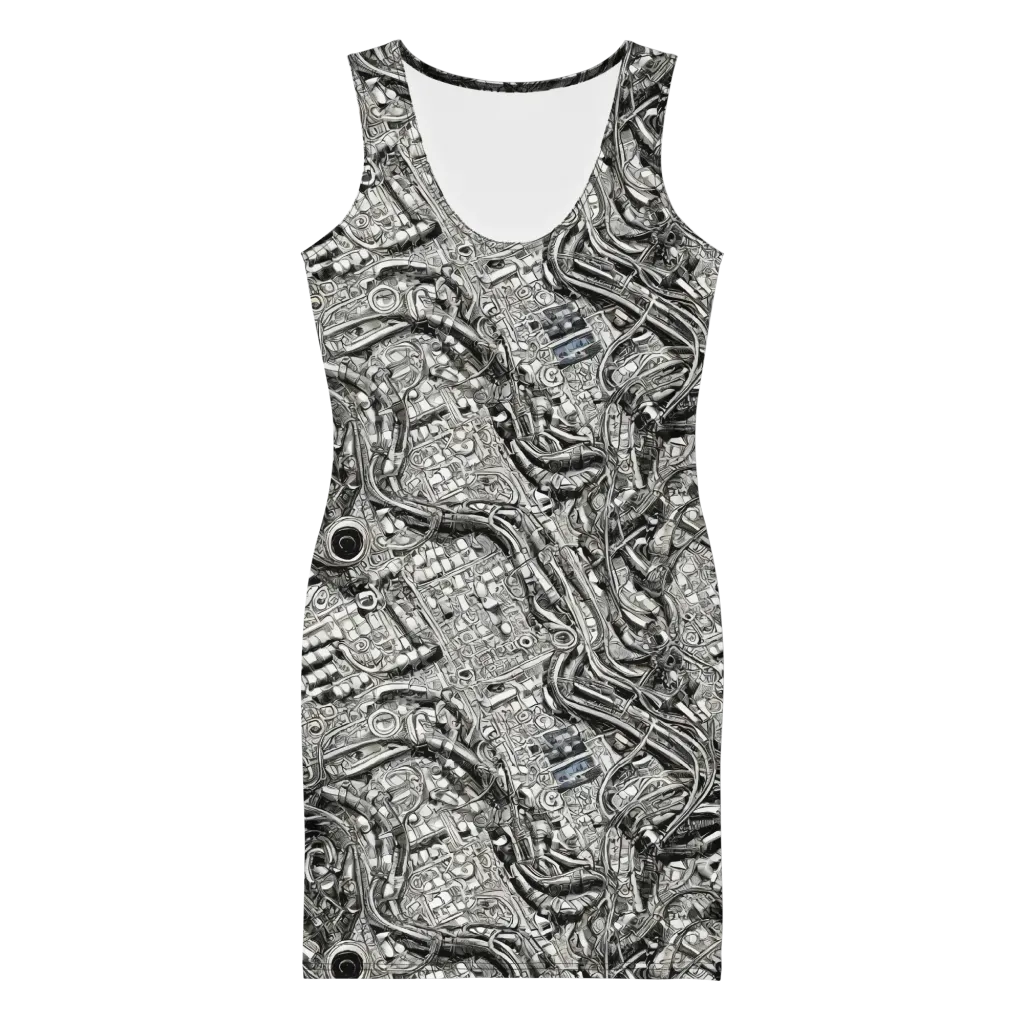 Chrome Labyrinth on Bodycon Dress — Front