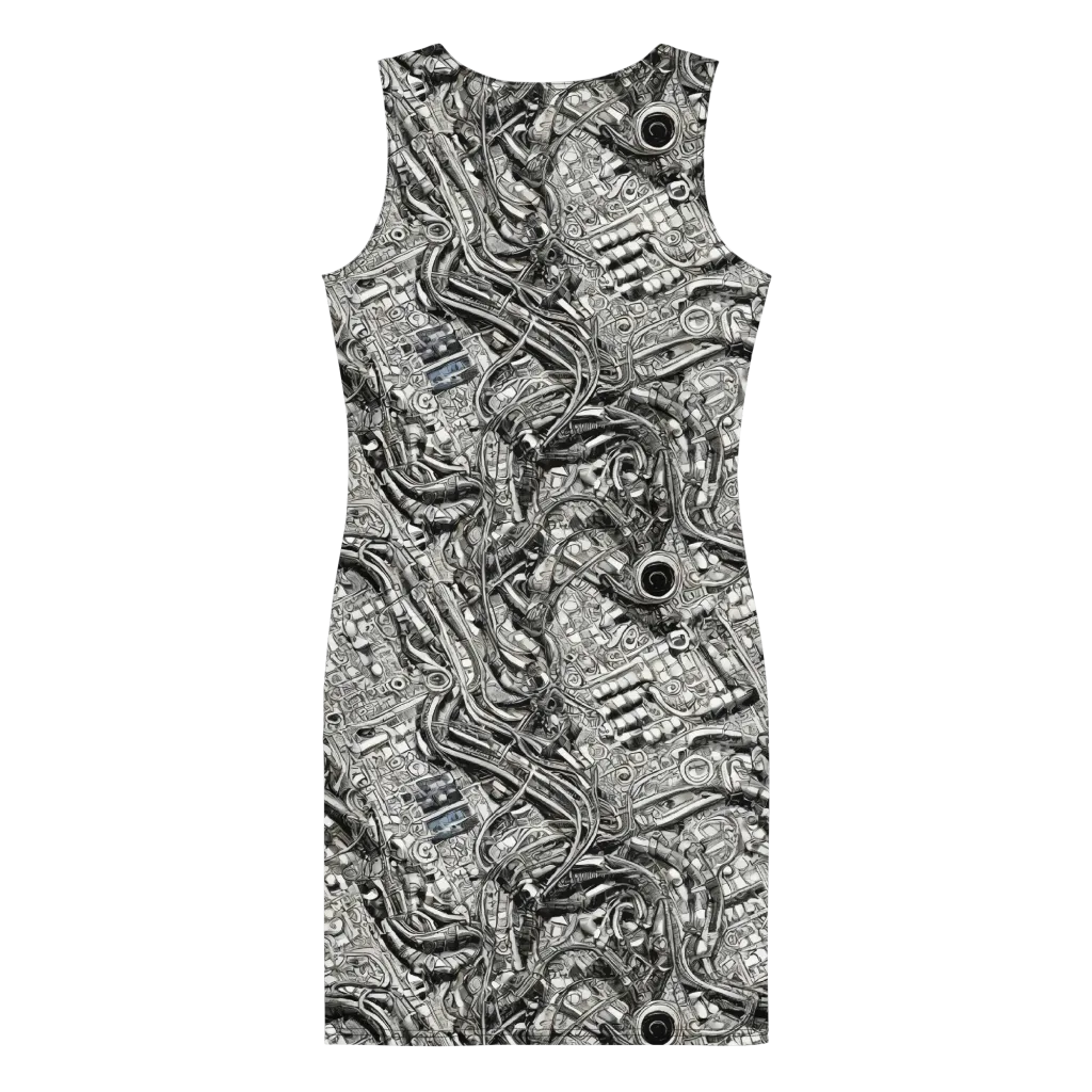 Chrome Labyrinth on Bodycon Dress — Back
