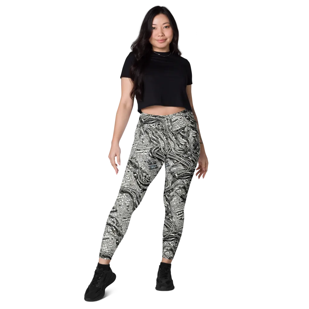 Chrome Labyrinth on Leggings with Pockets — Front