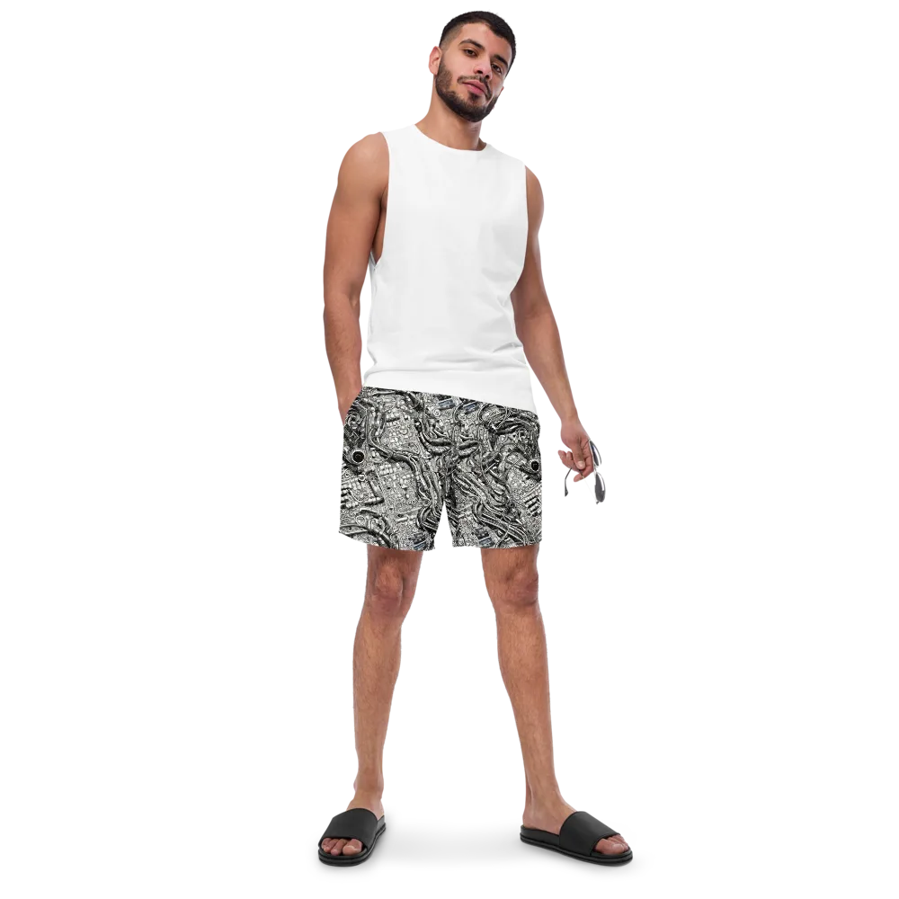 Chrome Labyrinth on Swim Trunks — Front