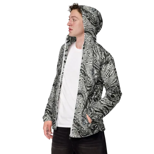 Chrome Labyrinth on a Men's Windbreaker