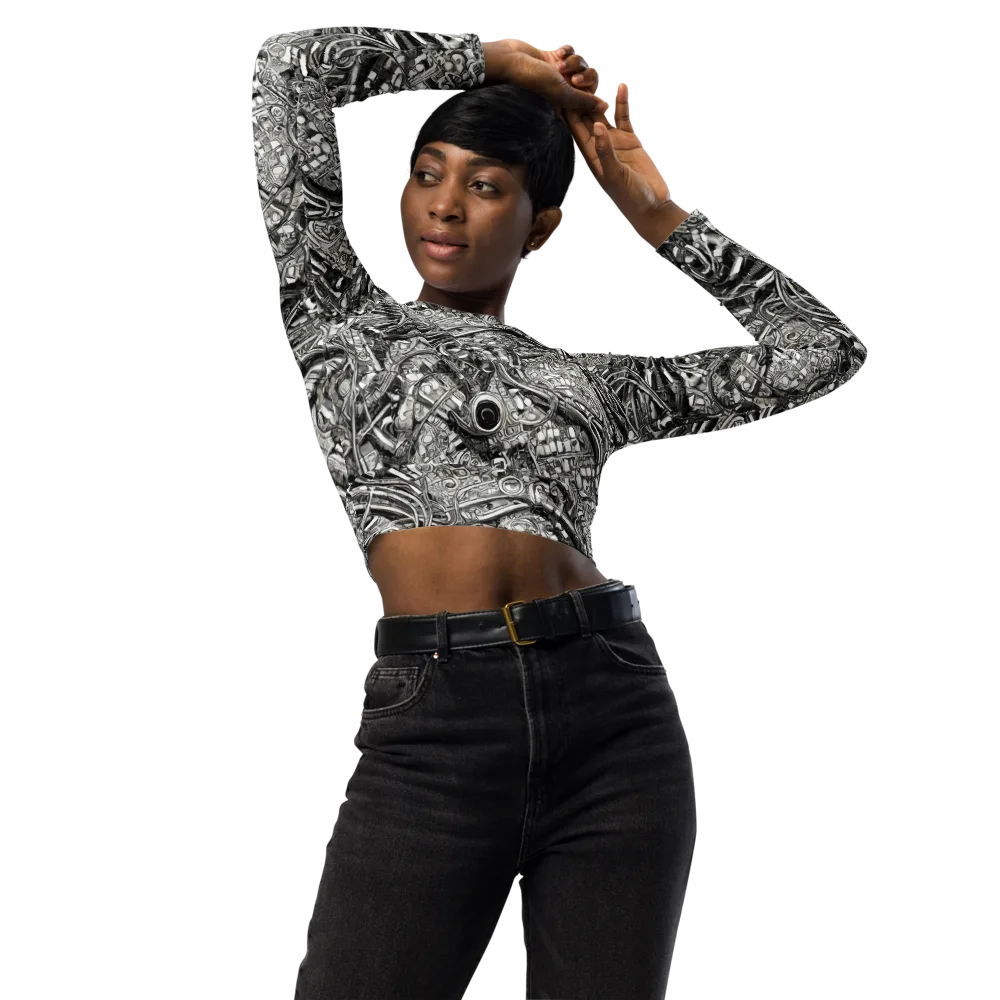 Chrome Labyrinth on Long Sleeve Crop Top — Front