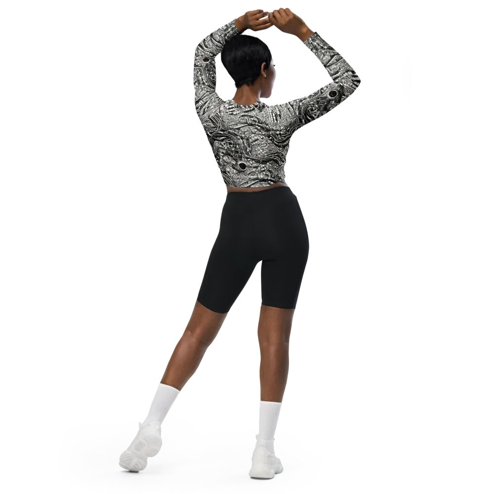 Chrome Labyrinth on Long Sleeve Crop Top — Back