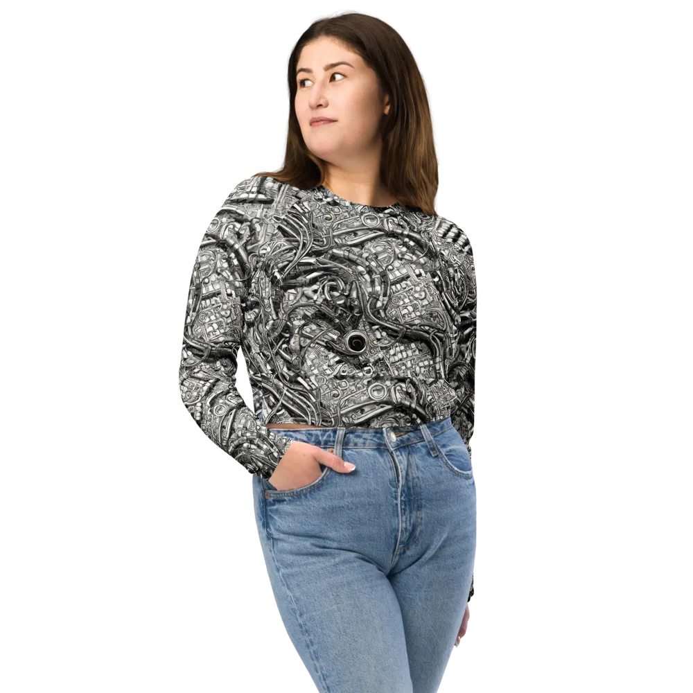 Chrome Labyrinth on Long Sleeve Crop Top — Front