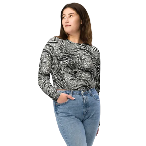 Chrome Labyrinth on a Long Sleeve Crop Top