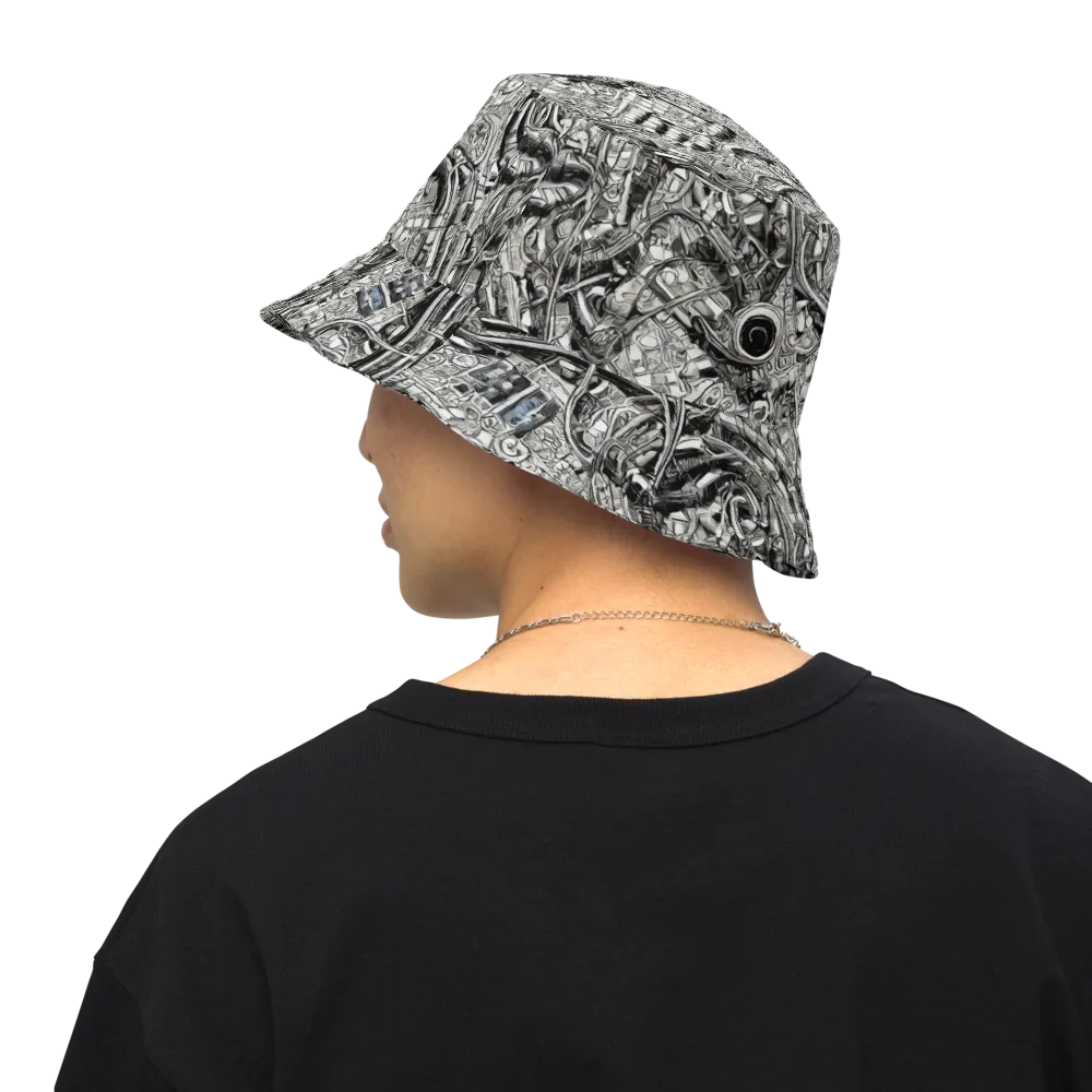 Chrome Labyrinth on Reversible Bucket Hat — Back Inside