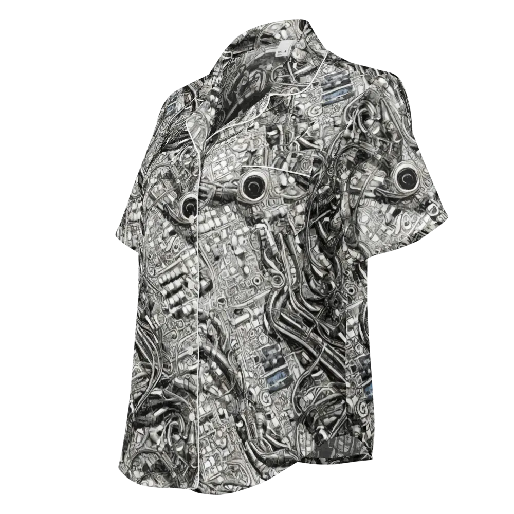 Chrome Labyrinth on Women's Short Sleeve Pajama Top — Left Front