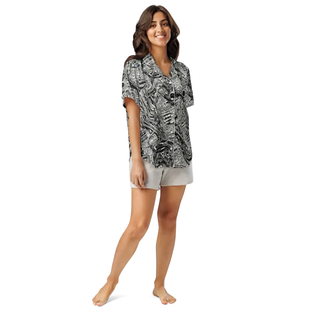 Chrome Labyrinth on Women's Short Sleeve Pajama Top — Front