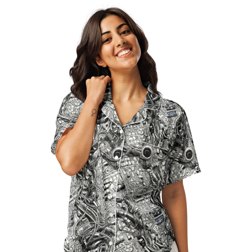 Chrome Labyrinth on Women's Short Sleeve Pajama Top — Front