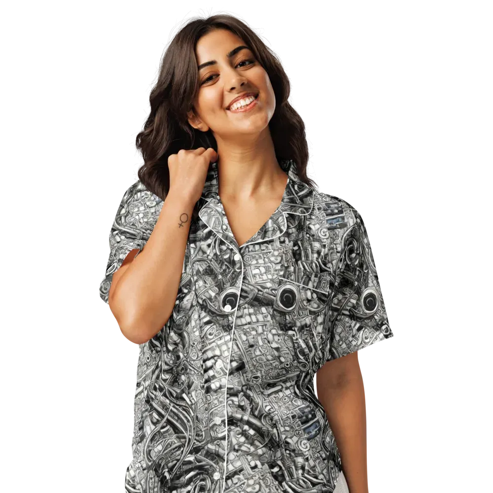 Chrome Labyrinth on Women's Short Sleeve Pajama Top — Front