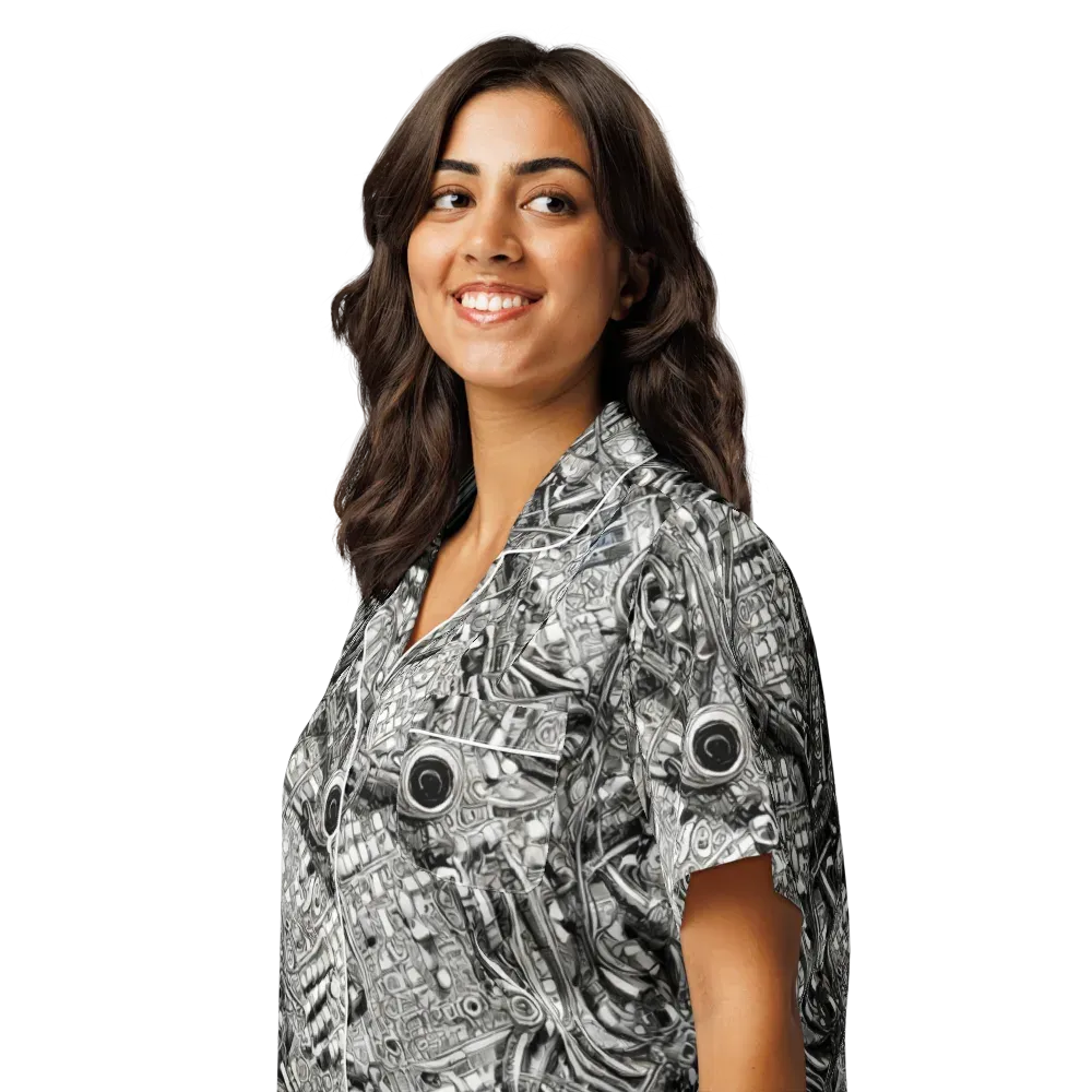 Chrome Labyrinth on Women's Short Sleeve Pajama Top — Left Front