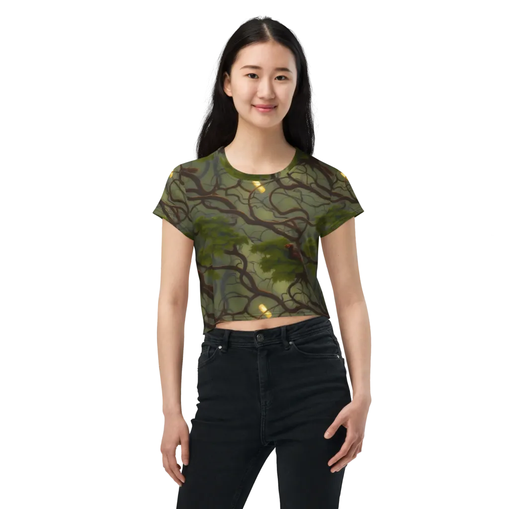 Mosslight Canopy on Crop Tee — Front