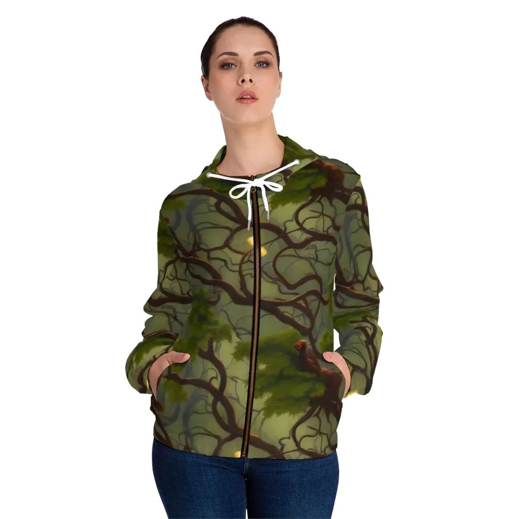 Mosslight Canopy on Women's Full-Zip Hoodie — Front On Person