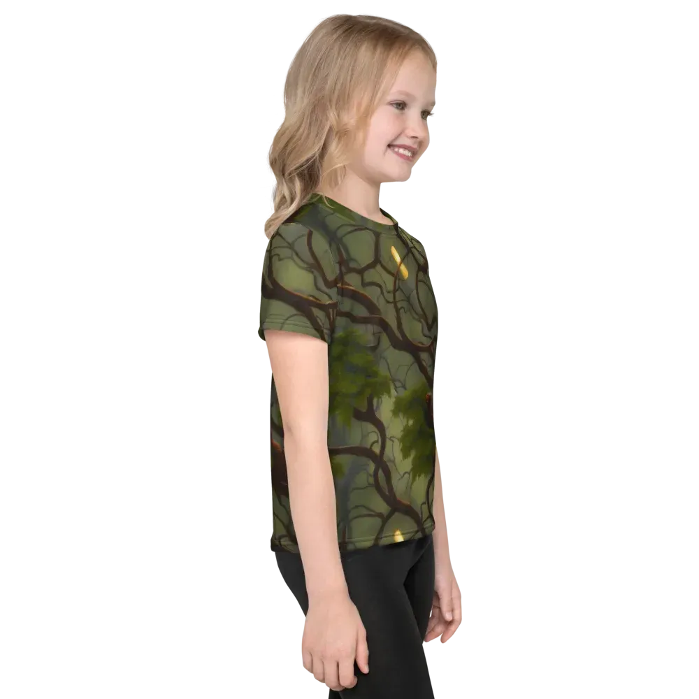 Mosslight Canopy on Kids Crew Neck T-Shirt — Right