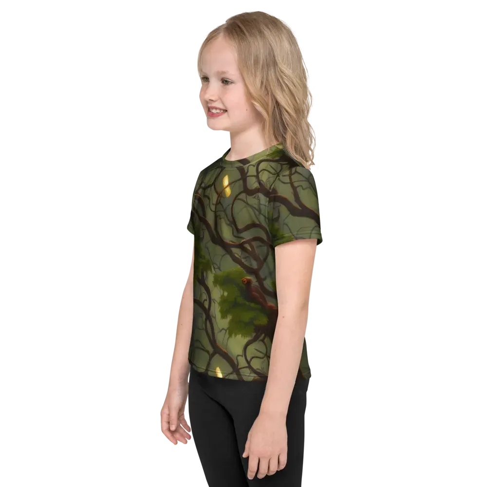 Mosslight Canopy on Kids Crew Neck T-Shirt — Left