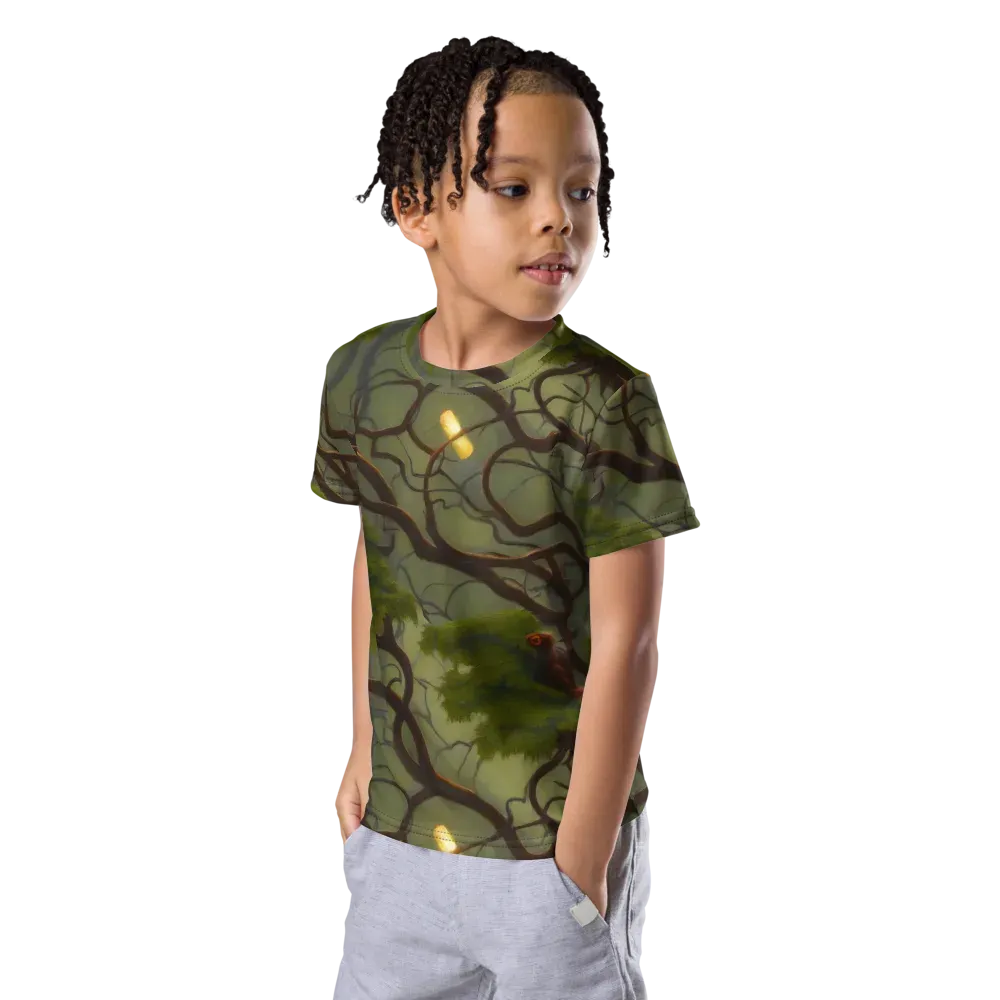Mosslight Canopy on Kids Crew Neck T-Shirt — Left Front