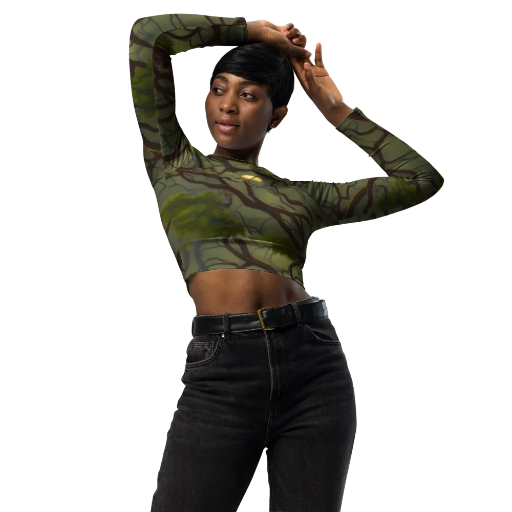 Mosslight Canopy on Long Sleeve Crop Top — Front