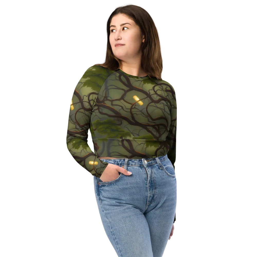 Mosslight Canopy on Long Sleeve Crop Top — Front