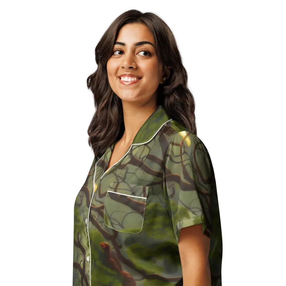 Mosslight Canopy on Women's Short Sleeve Pajama Top — Left Front