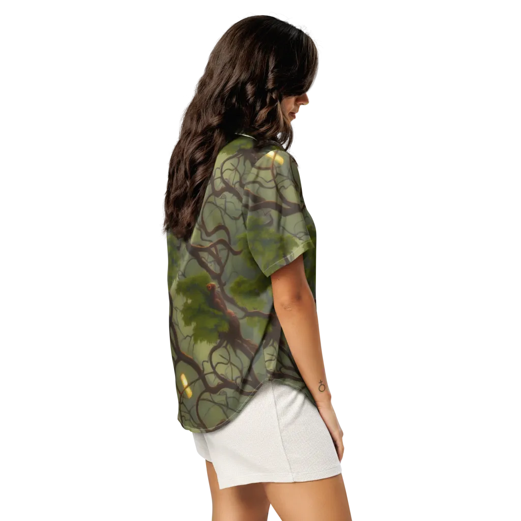 Mosslight Canopy on Women's Short Sleeve Pajama Top — Right Back
