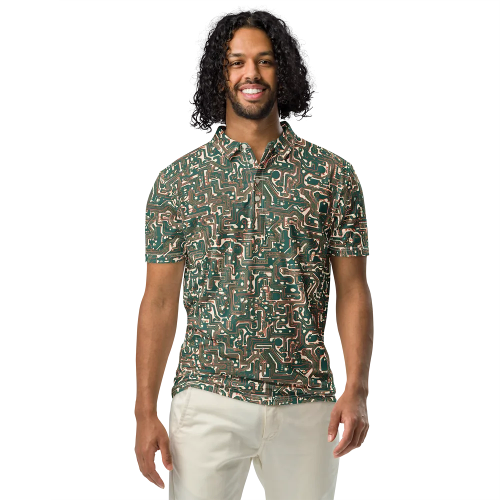 Copper Circuit on Men's Slim Fit Polo Shirt — Front