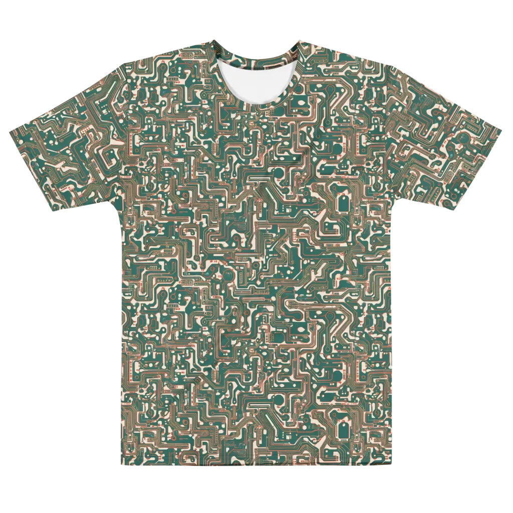 Copper Circuit on Men's Cotton Crew Neck T-Shirt — Front