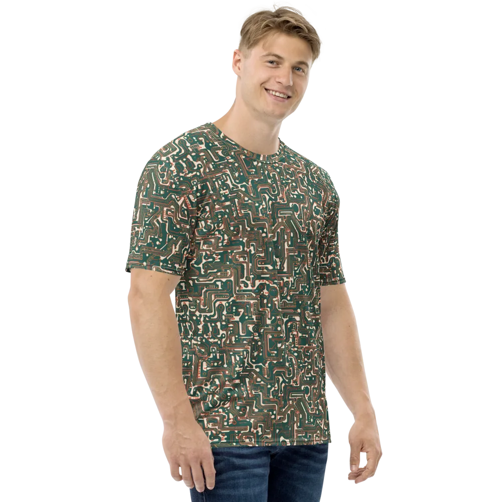 Copper Circuit on Men's Crew Neck T-Shirt — Right