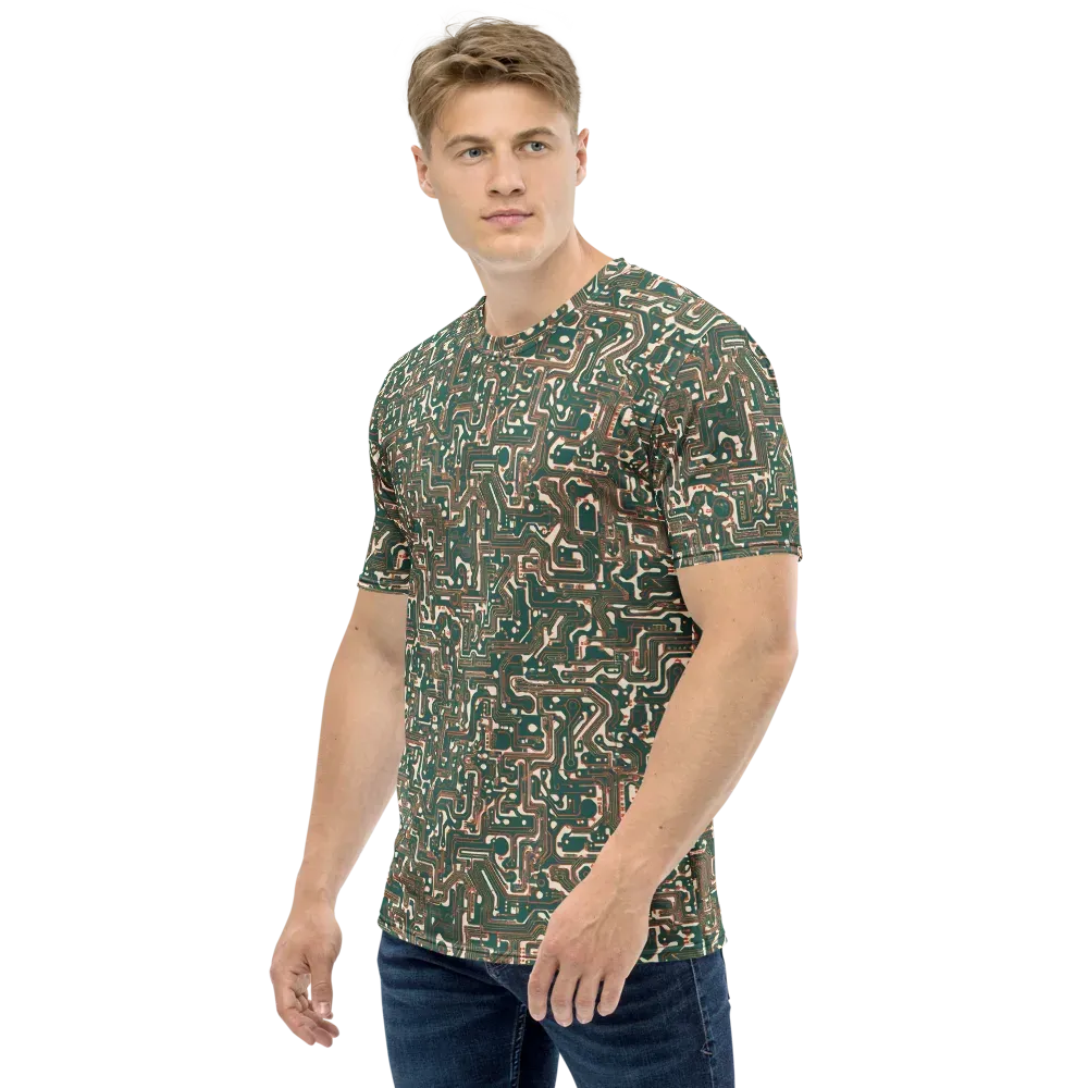Copper Circuit on Men's Crew Neck T-Shirt — Left