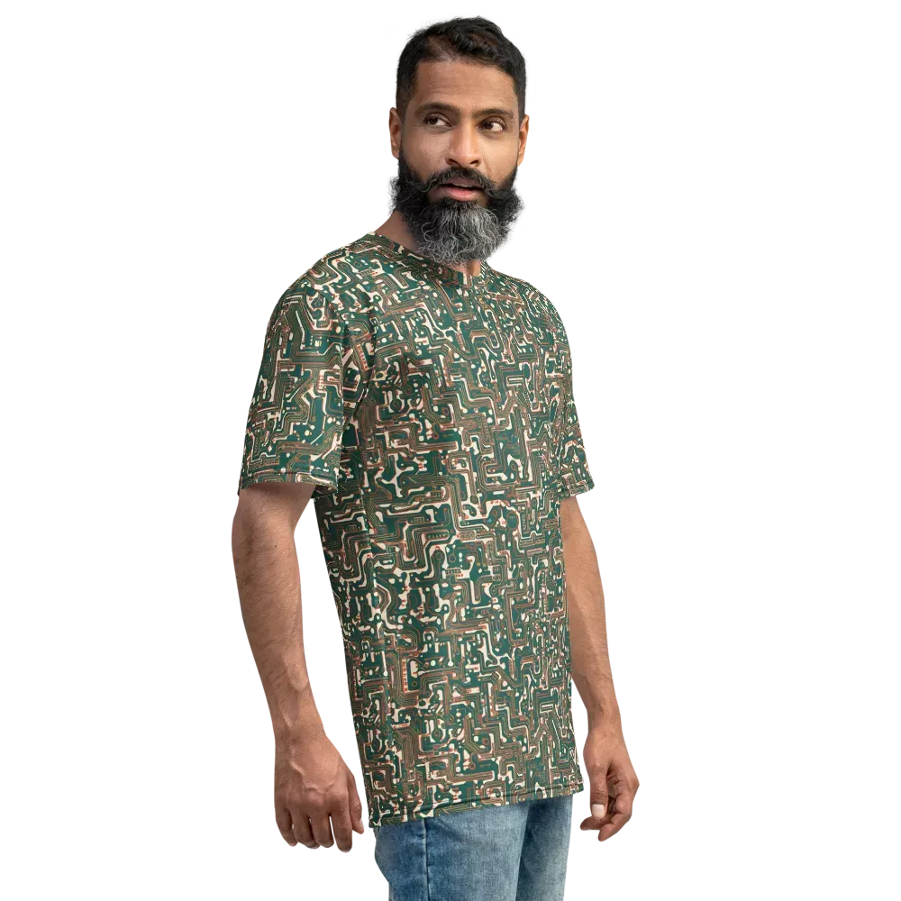 Copper Circuit on Men's Crew Neck T-Shirt — Right