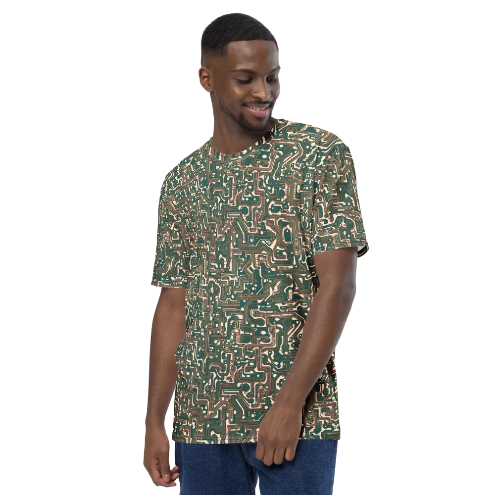 Copper Circuit on Men's Crew Neck T-Shirt — Left