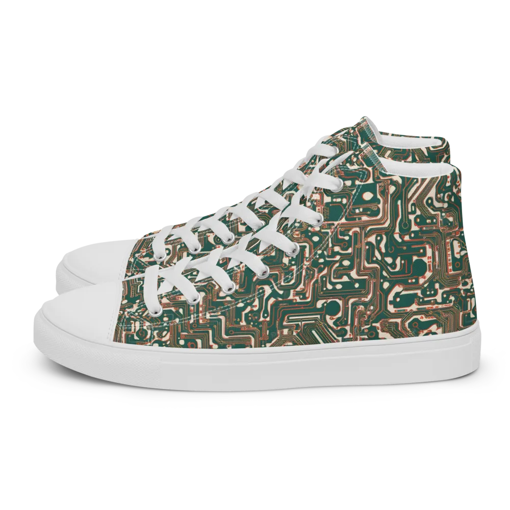 Copper Circuit on Men's High Top Canvas Shoes — Left