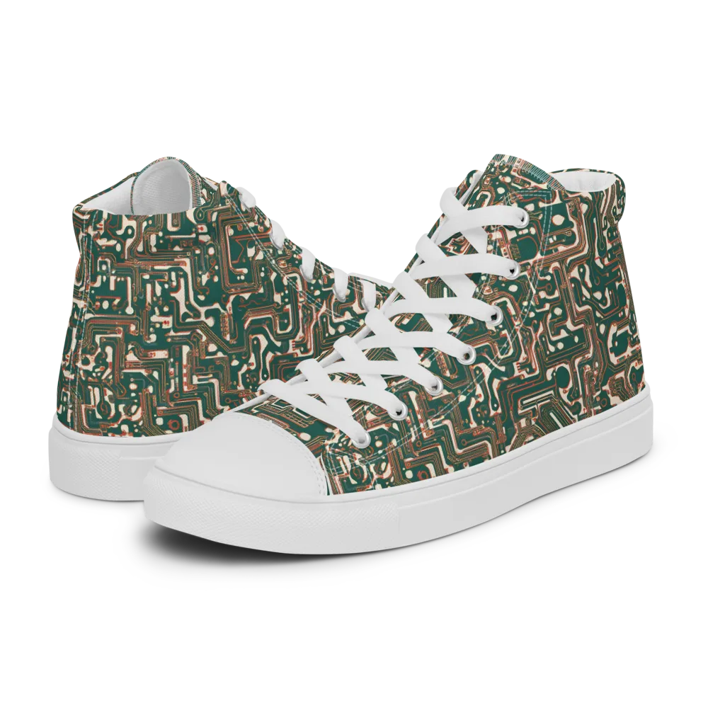 Copper Circuit on Men's High Top Canvas Shoes — Left