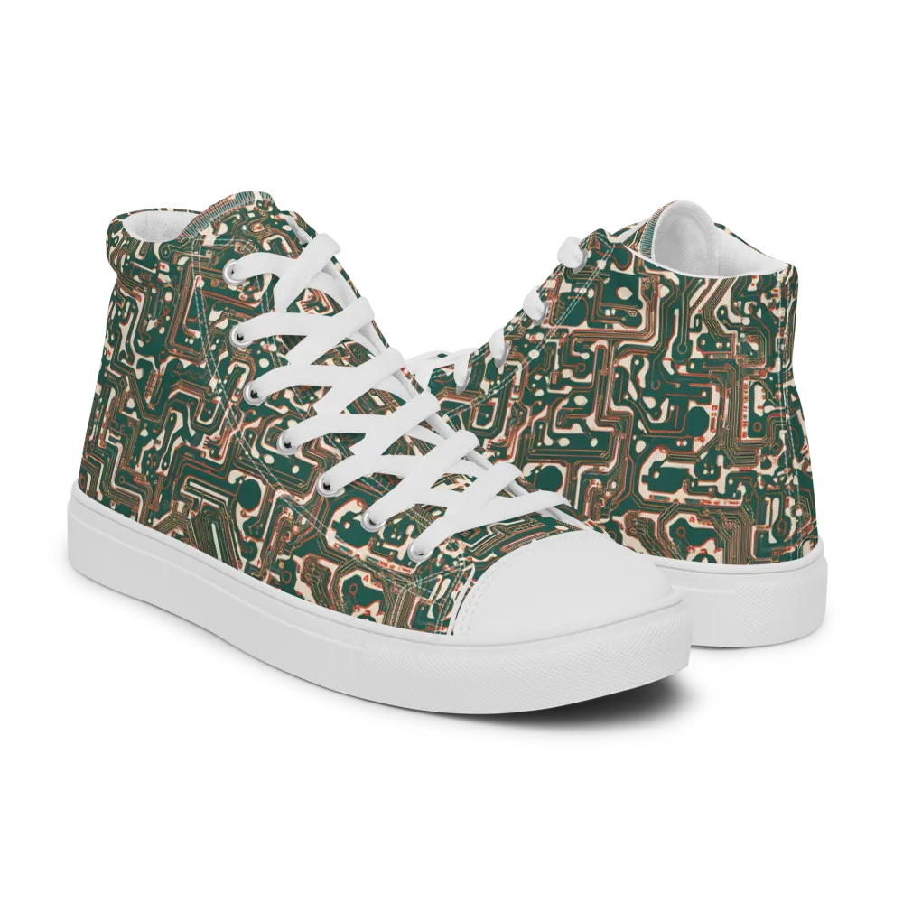 Copper Circuit on Men's High Top Canvas Shoes — Right