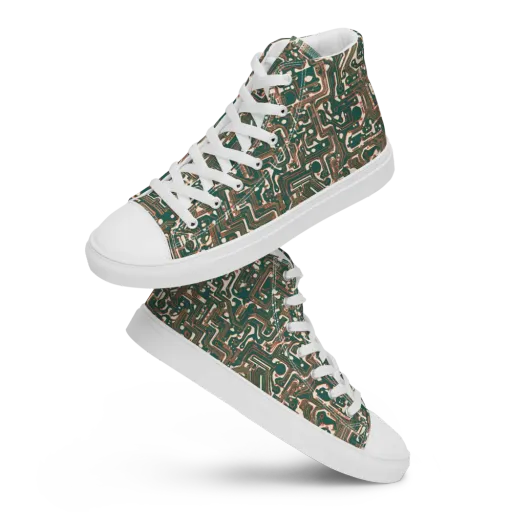 Copper Circuit on a Men's High Top Canvas Shoes
