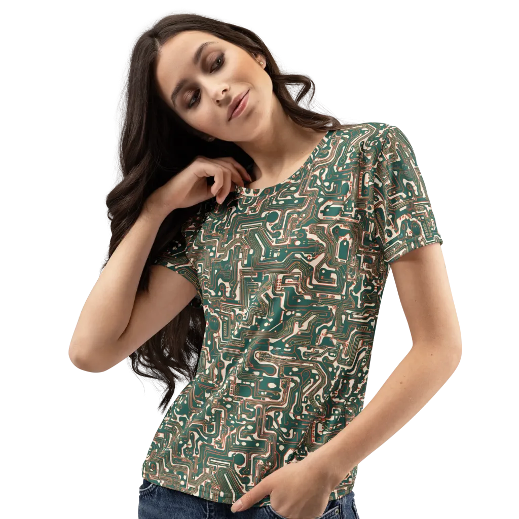Copper Circuit on Women's Crew Neck T-Shirt — Left Front