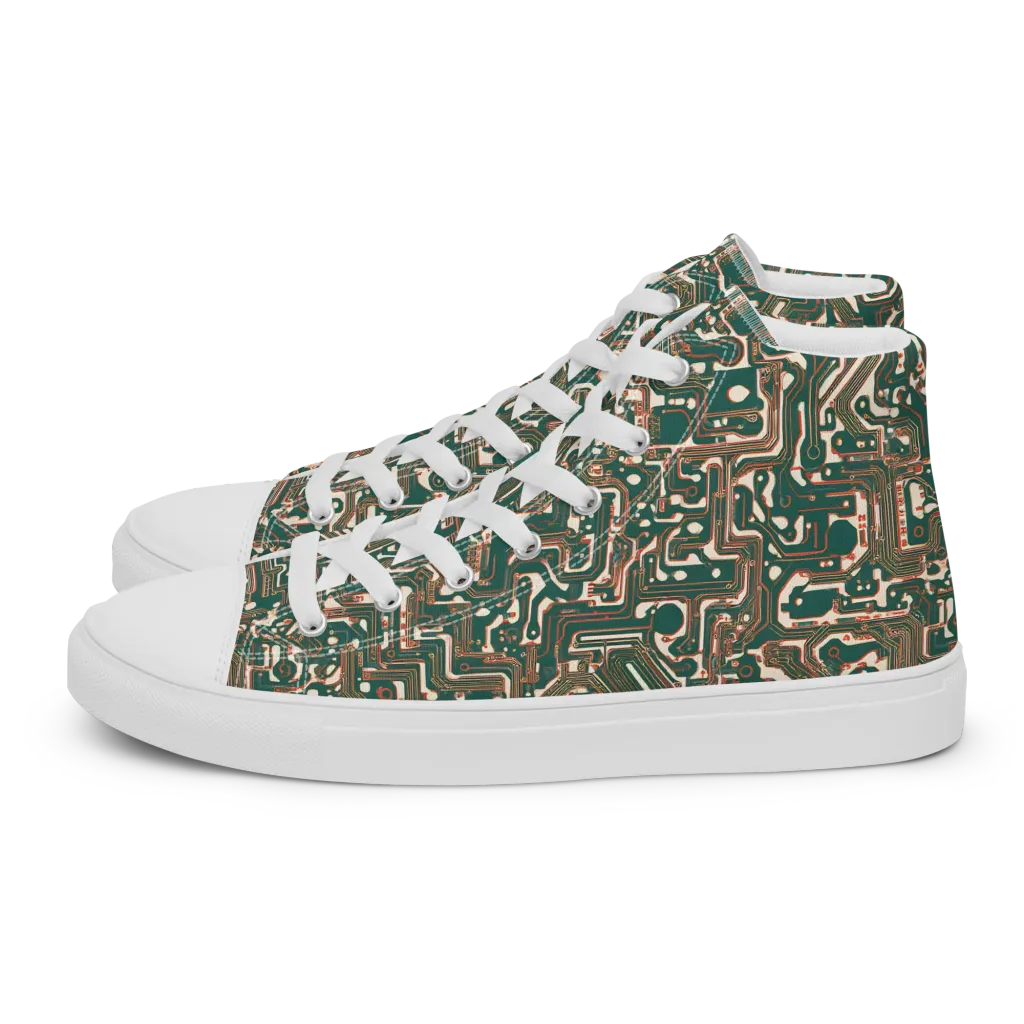 Copper Circuit on Women's High Top Canvas Shoes — Left