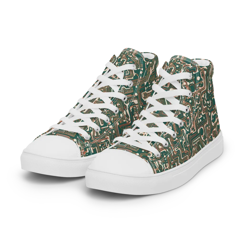 Copper Circuit on Women's High Top Canvas Shoes — Left Front