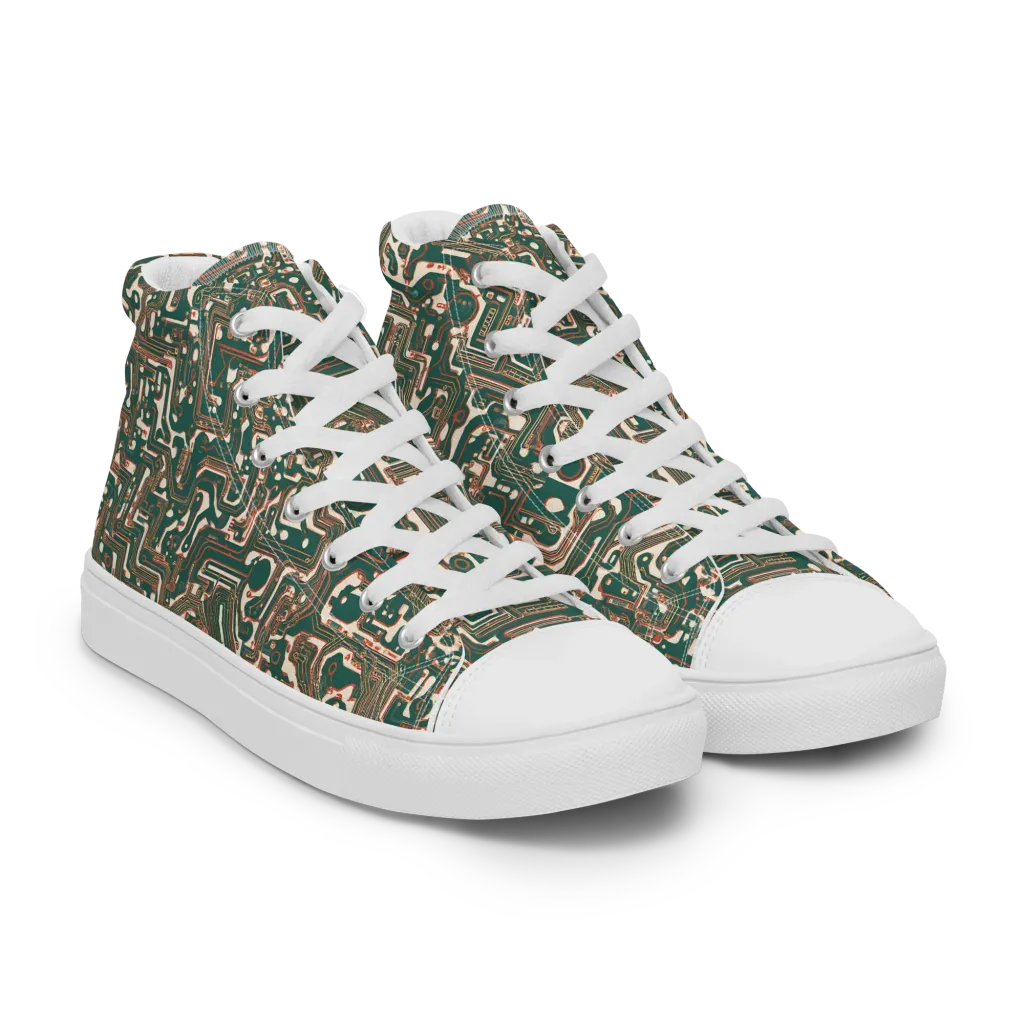 Copper Circuit on Women's High Top Canvas Shoes — Right Front