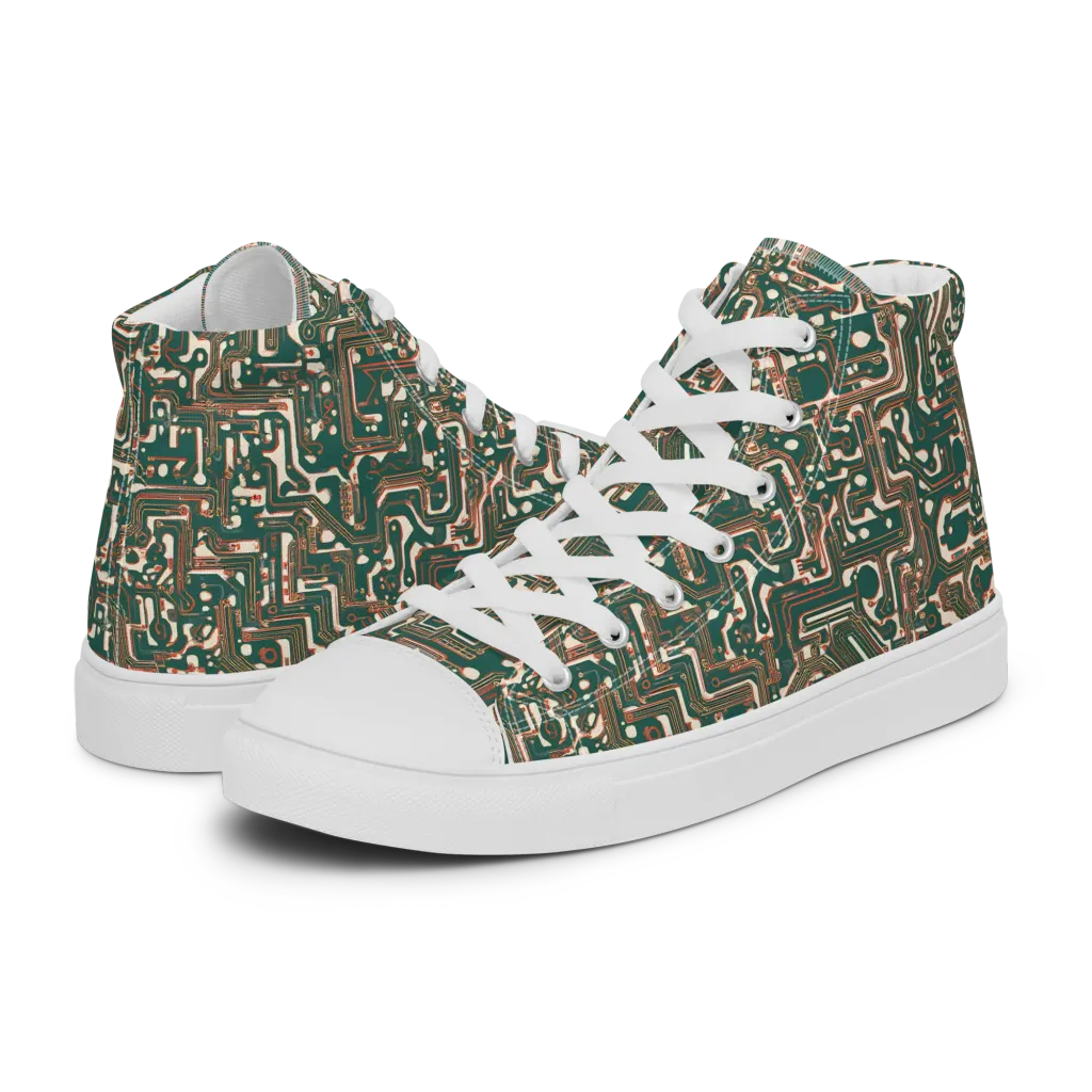 Copper Circuit on Women's High Top Canvas Shoes — Left