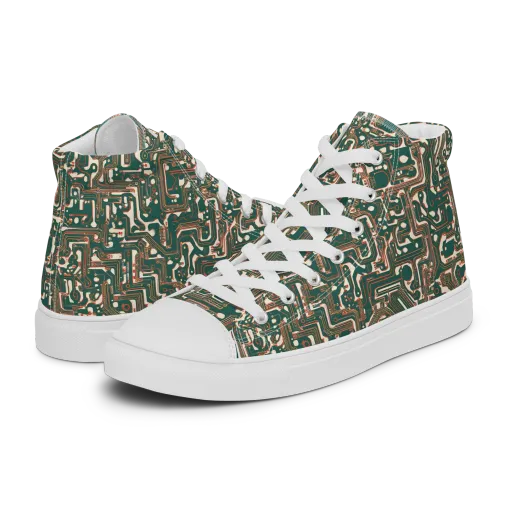 Copper Circuit on a Women's High Top Canvas Shoes