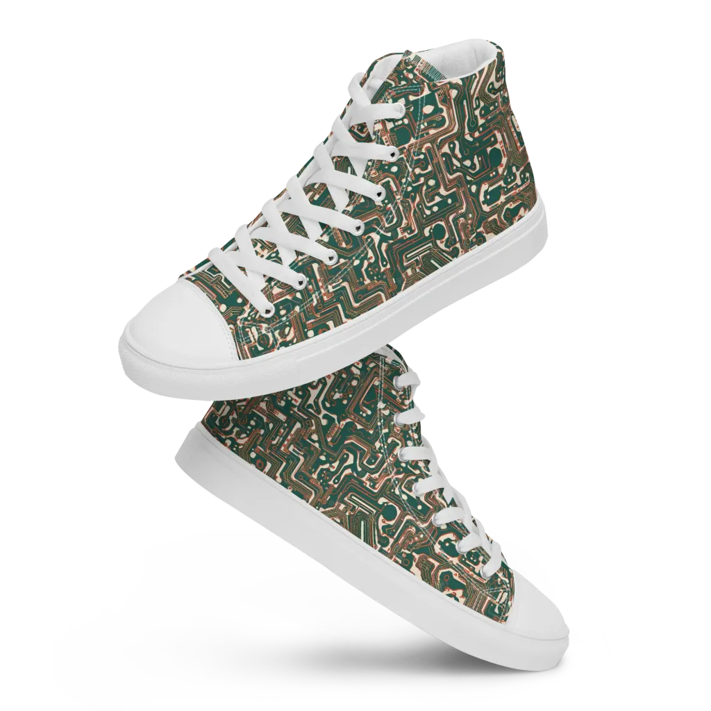 Copper Circuit on Women's High Top Canvas Shoes — Front
