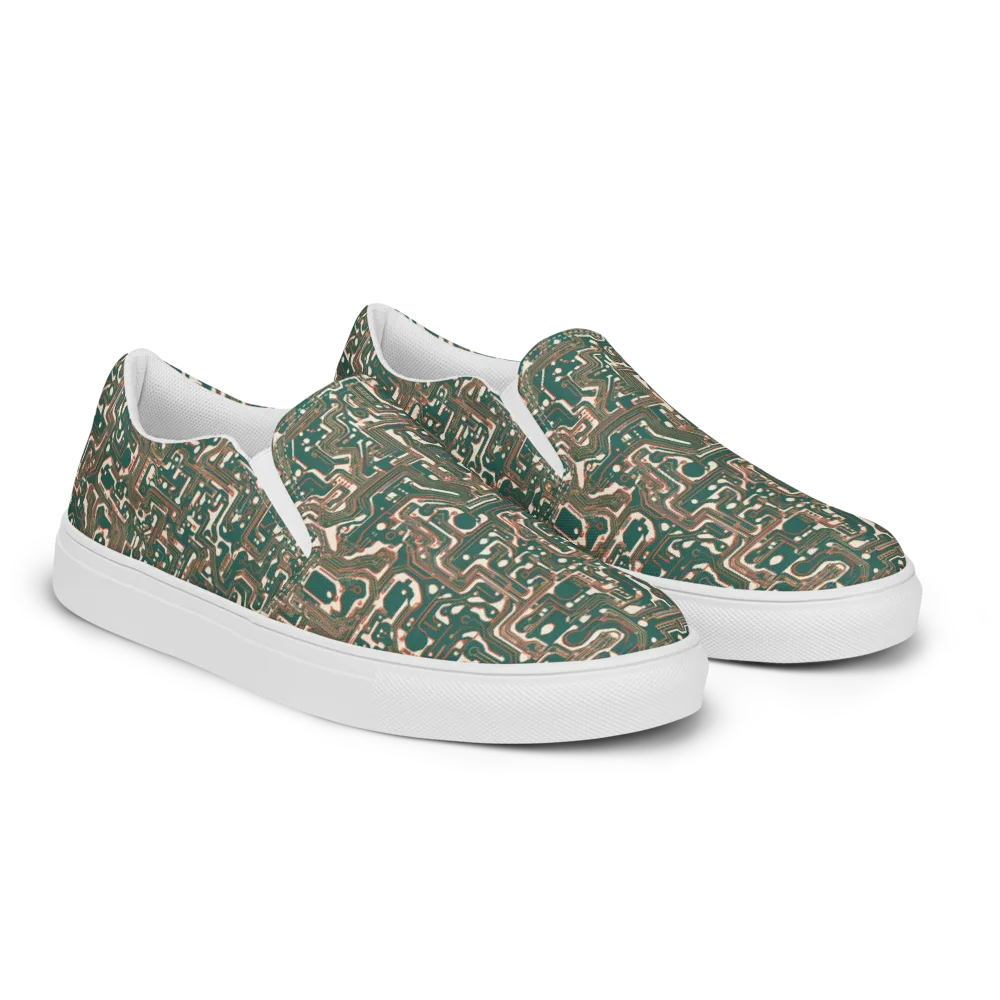 Copper Circuit on Men's Slip-On Canvas Shoes — Right Front