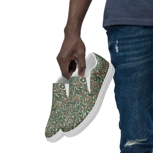 Copper Circuit on a Men's Slip-On Canvas Shoes