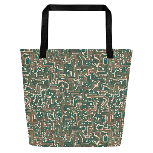 Copper Circuit on a Large Tote Bag W/ Pocket